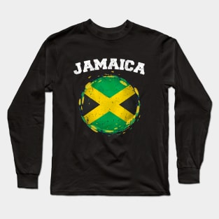 Jamaica Retro Vintage Watercolors Sport Jamaican Flag Long Sleeve T-Shirt